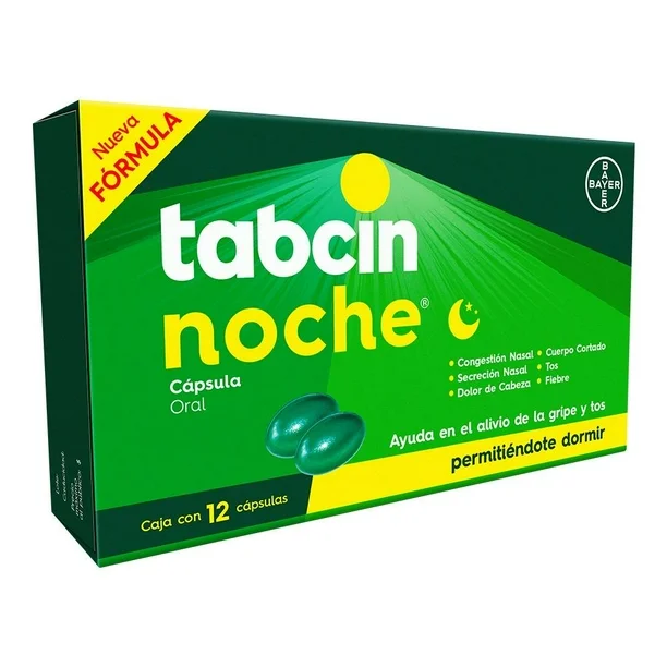 TABCIN NOCHE C/12 CAPS (DEXTROMETORFANO, FENILEFRINA, DOXILAMINA, PARACETAMOL)(BAYER/ LAKESIDE)