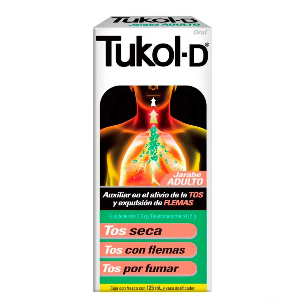 TUKOL-D ADULTO C/125 ML JARABE (GUAIFENESINA/DEXTROMETORFANO)(GENOMMA)