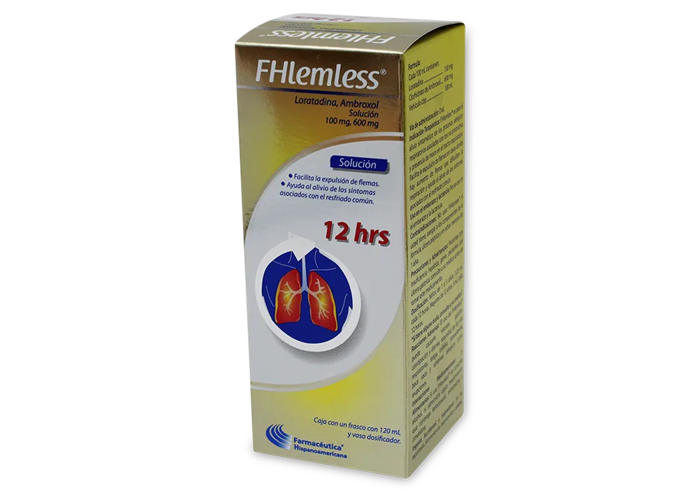 FHLEMLESS 100/600 MG SOL 120 ML - LORATADINA/AMBROXOL (HISPANOAMERICANA)