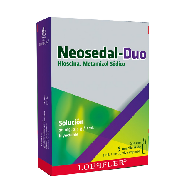 NEOSEDAL DUO 20MG/2.5G C/ ML C/3 AMPS (HIOSCINA, METAMIZOL SODICO)(LOEFFLER)