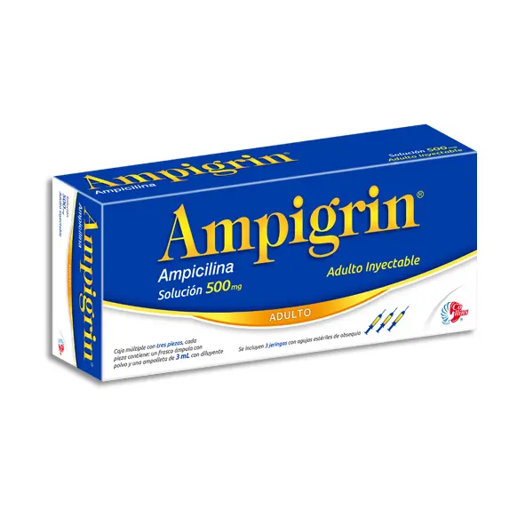 AMPIGRIN ADULTO C/3 SOL INY (AMPICILINA,CLORFENAMINA,GUAIFENESINA,METAMIZOL)(COLLINS)