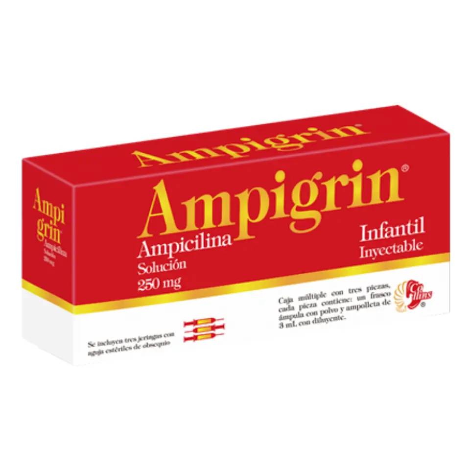 AMPIGRIN INFANTIL C/3 SOL INY (AMPICILINA,CLORFENAMINA,GUAIFENESINA,METAMIZOL)(COLLINS)