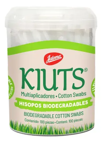 APLICADOR DE ALGODON KIUTS C/100 PZAS ENVASE E HISOPOS BIODEGRADABLES TARRO (IVA)(JALOMA)