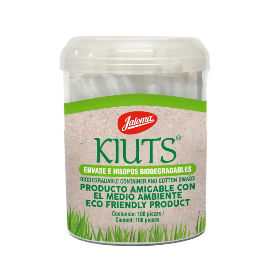 APLICADOR DE ALGODON KIUTS C/100 PZAS ENVASE E HISOPOS BIODEGRADABLES TARRO (IVA)(JALOMA)