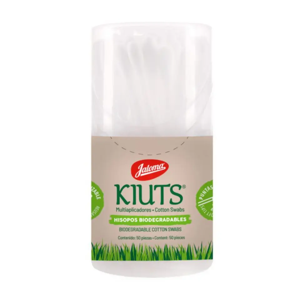 APLICADOR DE ALGODON KIUTS C/50 PZAS ENVASE E HISOPOS BIODEGRADABLES TARRO (IVA)(JALOMA)