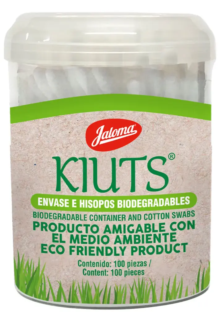 APLICADOR DE ALGODON KIUTS TARRO C/100 PZAS HISOPOS BIODEGRADABLES (IVA)(JALOMA)