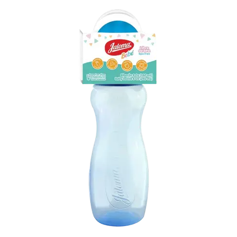 BIBERON CRISTALINO TAPA AZUL 8 OZ (IVA)(JALOMA)