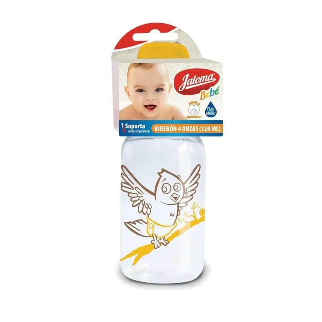 BIBERON DECORADO TAPA AMARILLA 4 OZ (IVA)(JALOMA)
