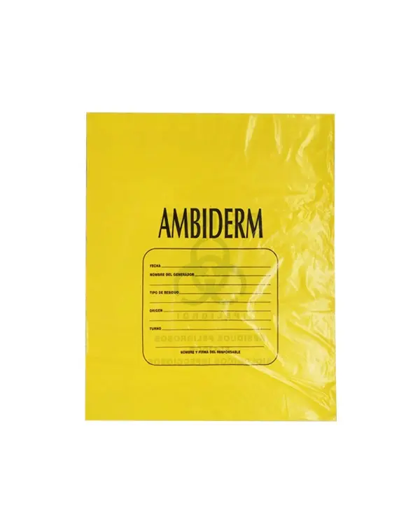 BOLSA RESIDUOS BIOLOGICA AMARILLA 50X60 PZA  (IVA)(AMBIDERM)