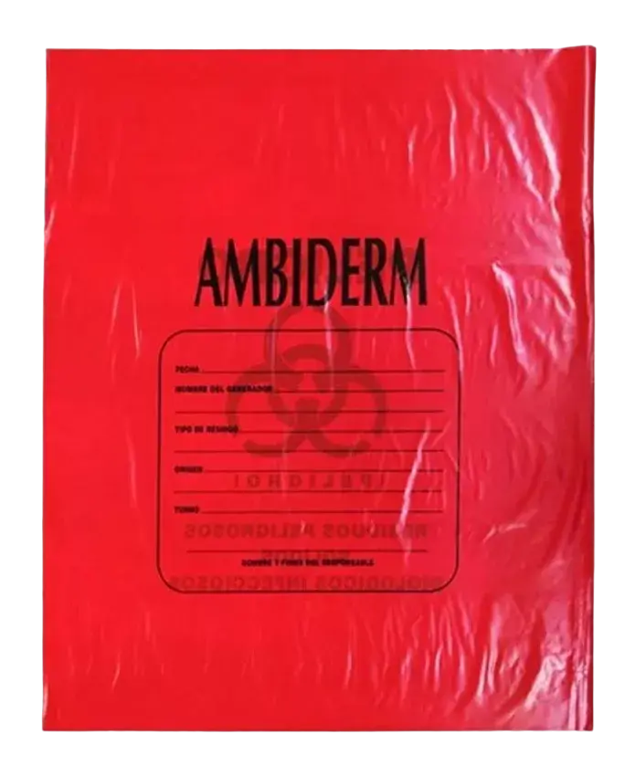 BOLSA RESIDUOS BIOLOGICA ROJA 50 X 60 PZA C/LOTE (IVA)(AMBIDERM)