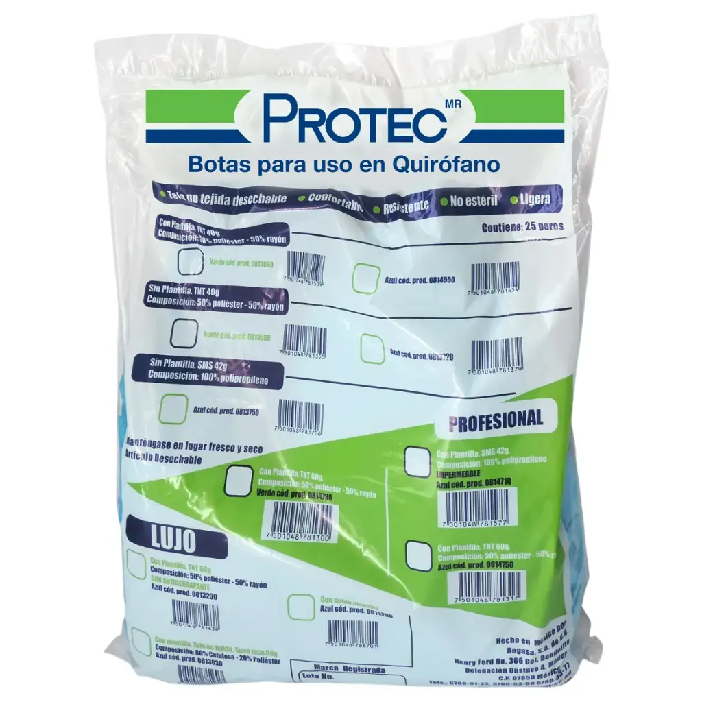 BOTA P/CIRUGIA S/PLANT SMS AZUL C/25 PZ (IVA)(DEGASA/PROTEC)