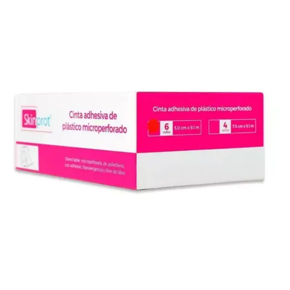CINTA ADH PLASTICO 5CM X 9.14M MICROPERFORADO C/6 (SKINPROT/JAYOR)
