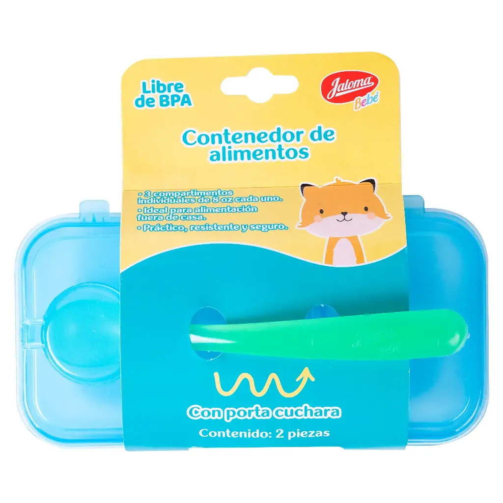 CONTENEDOR DE COMIDA P/BEBE-NIÑO C/PORTA CUCHARA (IVA)(JALOMA)