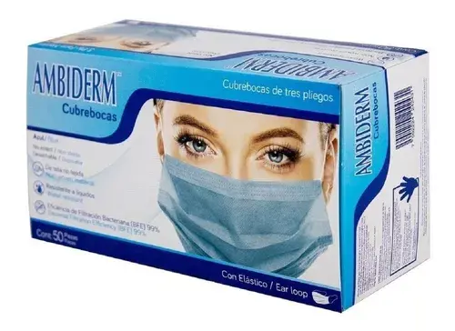 CUBREBOCA AZUL C/50 PZA (IVA)(AMBIDERM)
