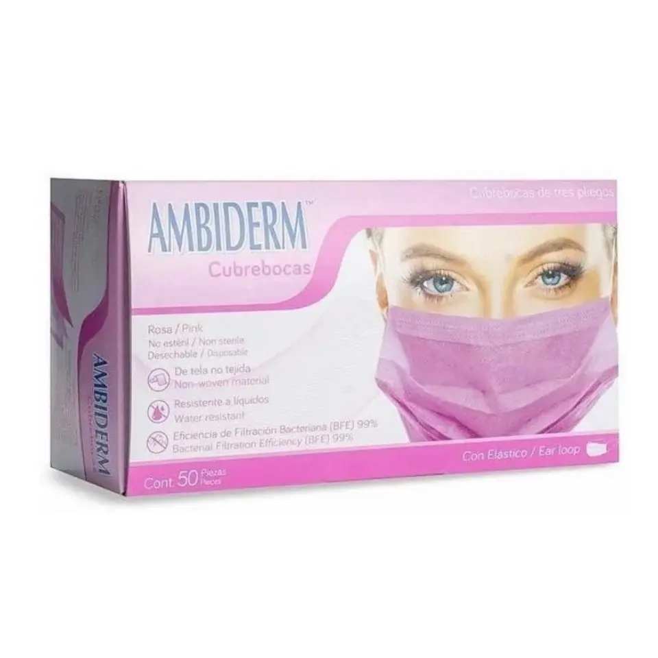 CUBREBOCA ROSA C/50 PZA (IVA)(AMBIDERM)