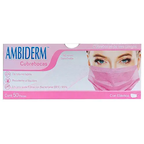 CUBREBOCA ROSA C/50 PZA (IVA)(AMBIDERM)