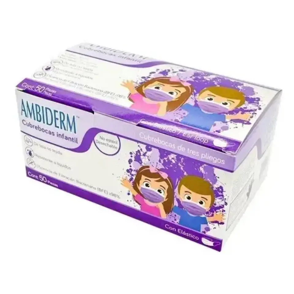 CUBREBOCA VIOLETA INFANTIL C/50 PZAS (AMBIDERM)