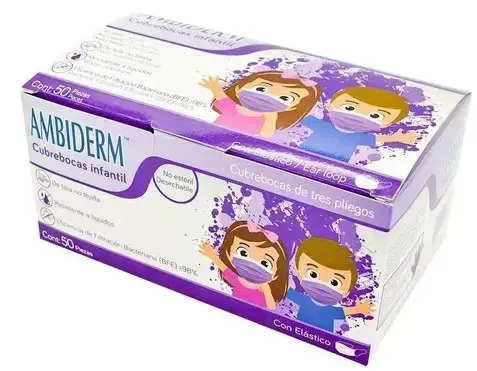 CUBREBOCA VIOLETA INFANTIL C/50 PZAS (AMBIDERM)
