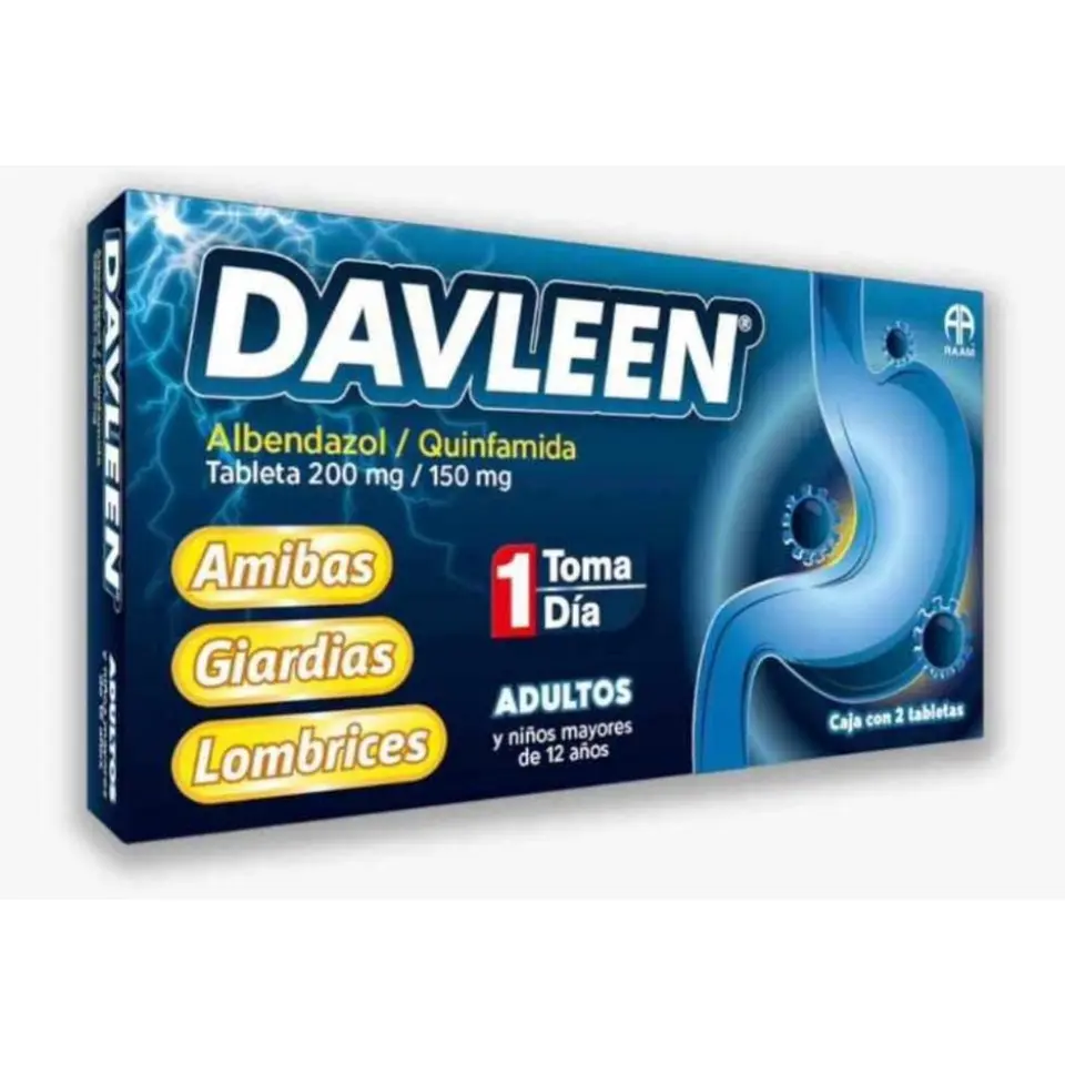 DAVLEEN 200/150MG C/2 TABS (ALBENDAZOL, QUINFAMIDA)(RAAM)