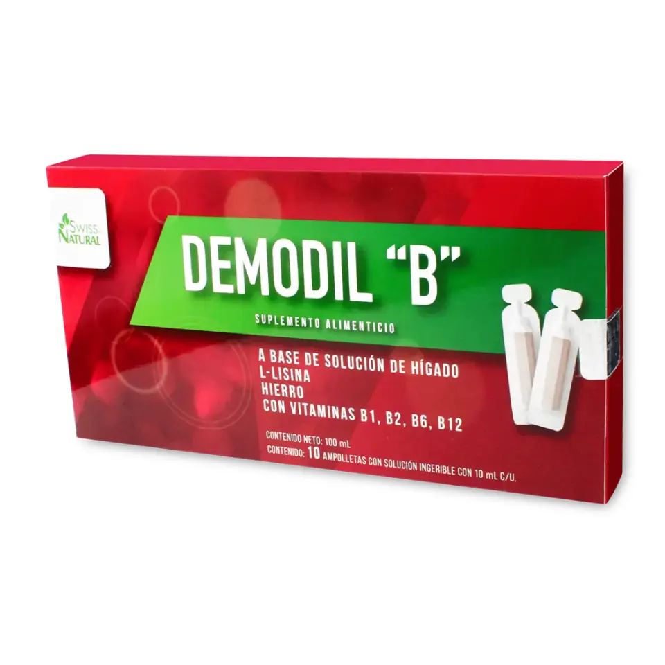 DEMODIL B AMPOLLETAS SOLUCION ORAL C/10 LISINA/NIPAGIN/HIERRO/EXTR DE HIGADO/VIT B6/B2/B12 (VICTORY)