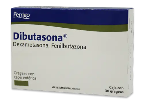 DIBUTASONA 0.5/100 MG C/30 GRAG - DEXAMETASONA/FENILBUTAZONA (PERRIGO - QUIFA)