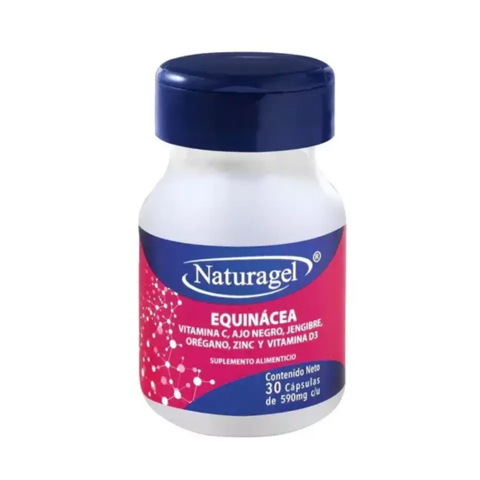 EQUINACEA, VITAMINA C, AJO NEGRO, JENGIBRE, OREGANO, ZINC Y VIT D3 C/30 CAPS (IVA)(NATURAGEL)
