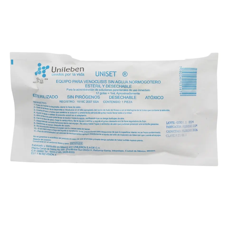 EQUIPO P/VENOCLISIS SIN AGUJA NORMOGOTERO (UNILEBEN)(PRODUCTOS COVID)