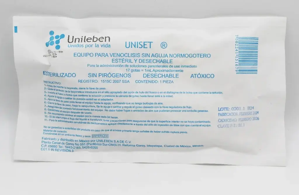 EQUIPO P/VENOCLISIS SIN AGUJA NORMOGOTERO -  UNILEBEN (PRODUCTOS COVID)
