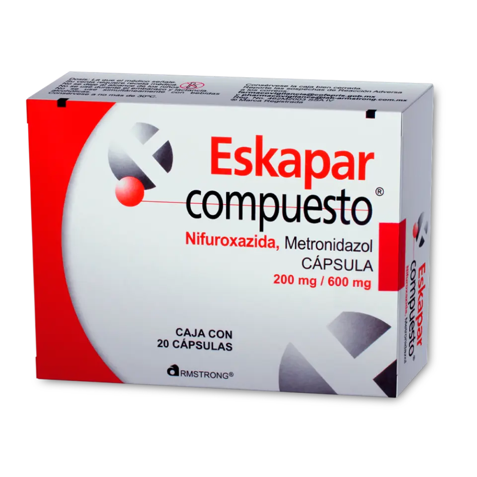 ESKAPAR COMPUESTO 200/600MG C/20 CAPS (NIFUROXAZIDA, METRONIDAZOL)(ARMSTRONG)