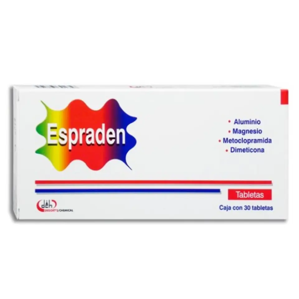 ESPRADEN C/30 TABS (ALUMINIO, MAGNESIO, DIMETICONA, METOCLOPRAMIDA)(DEGORT'S)