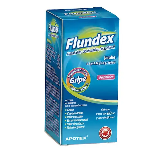 FLUNDEX PED 0.5G/0.02G/3.0G/100ML JBE FCO C/60 ML - AMANTADINA/CLORFENAMINA/PARACETAMOL (APOTEX/PROTEIN)
