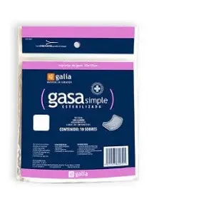 GASA SIMPLE ESTERILIZADA 7.5 X 5 CM BOLSA C/10 SOBRES ( IVA )(GALIA TEXTIL)