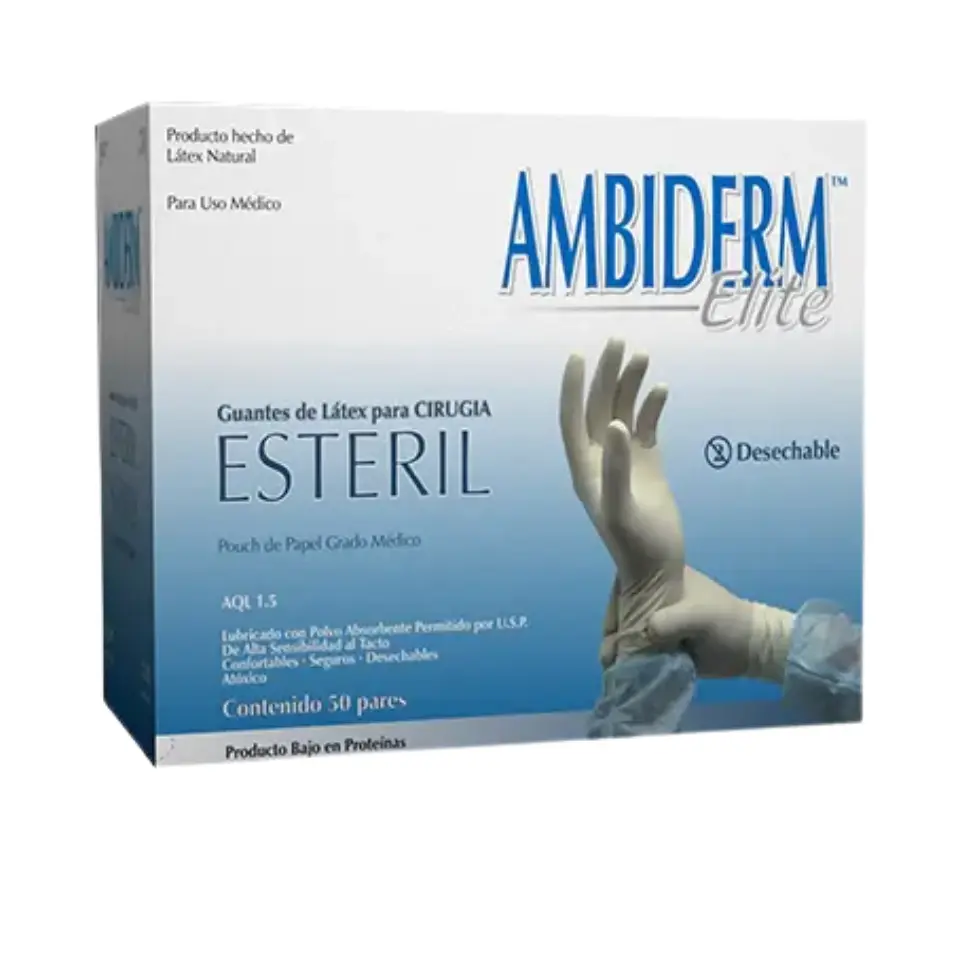 GUANTE ELITE EST N°8 C/50PAR (IVA)(AMBIDERM)