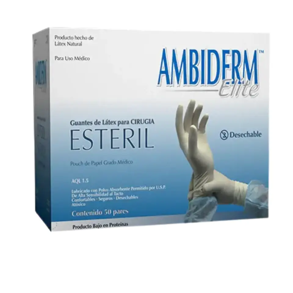 GUANTE ELITE ESTERIL #7  P/CIRUJANO C/50 PARES (AMBIDERM)