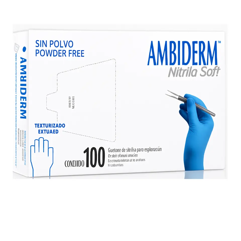 GUANTE NITRILO AZUL NO EST CH 100 PZA (IVA)(AMBIDERM)