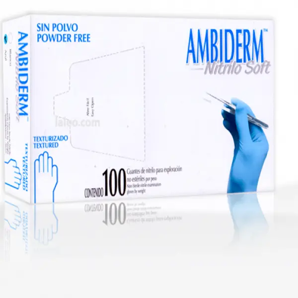 GUANTE NITRILO AZUL NO EST CH 100 PZA (IVA)(AMBIDERM)