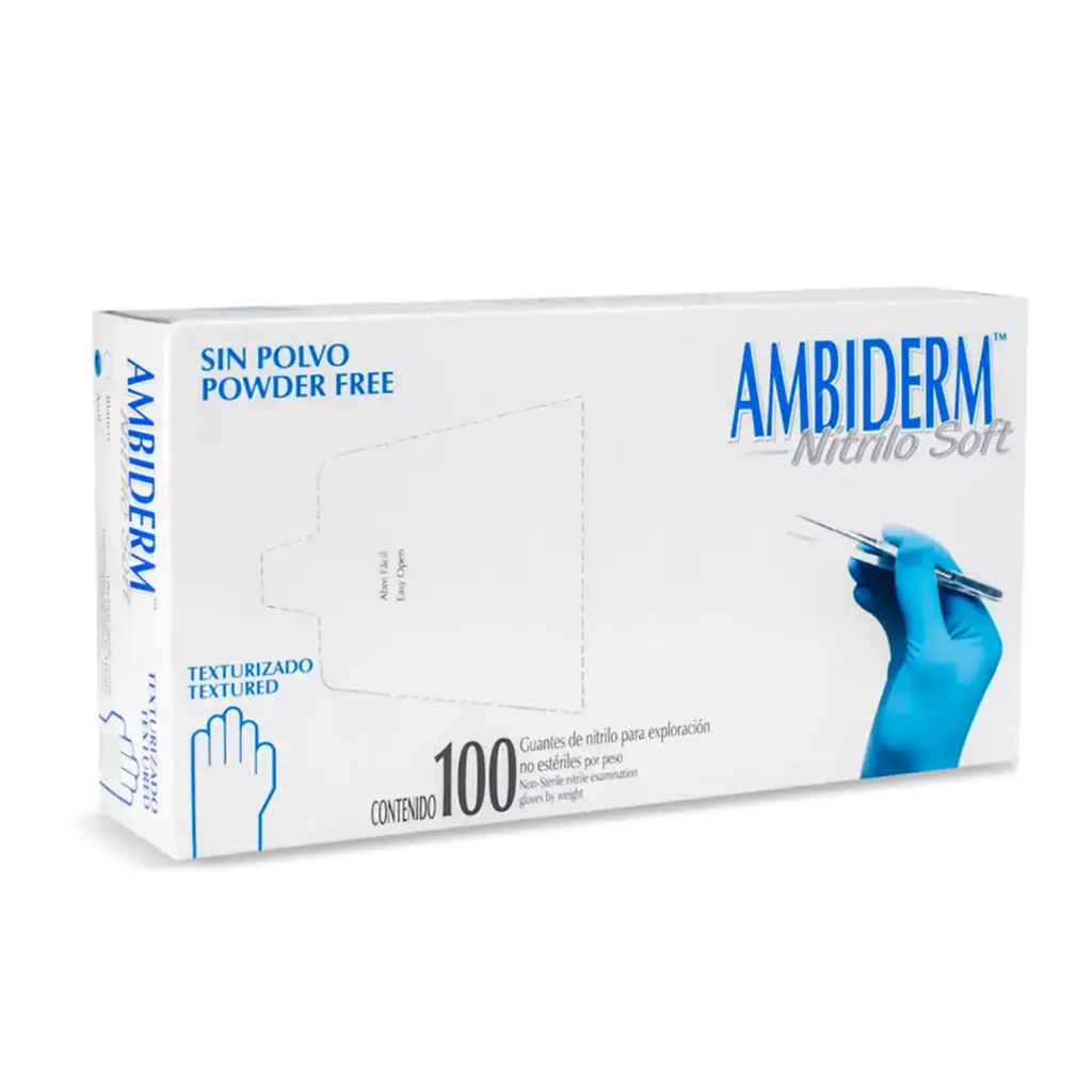 GUANTE NITRILO AZUL NO EST MED 100 PZA (IVA)(AMBIDERM)