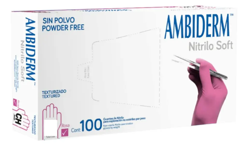 GUANTE NITRILO ROSA X-CH NO EST C/100 (AMBIDERM)