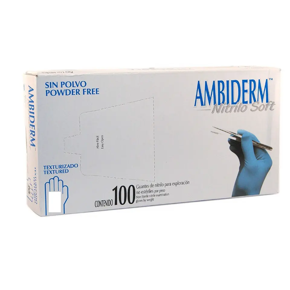 GUANTE NITRILO ROYAL AZUL NO EST MED 100PZA (IVA)(AMBIDERM)