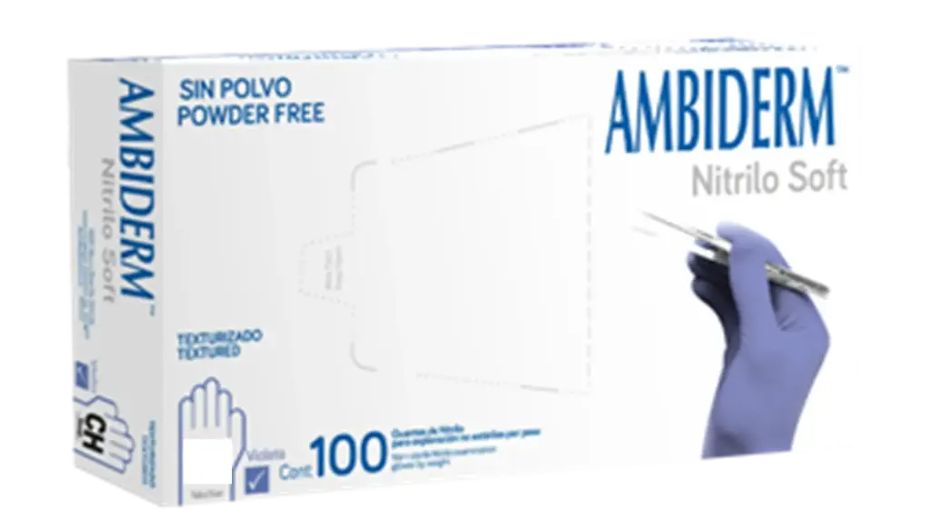 GUANTE NITRILO VIOLETA NO EST MED 100 PZA (IVA)(AMBIDERM)