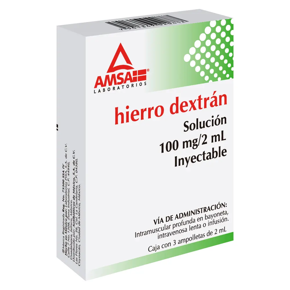 HIERRO DEXTRAN 100 MG/2 ML C/3 AMP (AMSA)
