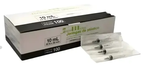 JERINGA 10 ML 22X32 MM NEGRA C/100 PZ (SENSIMEDICAL-JAYOR)