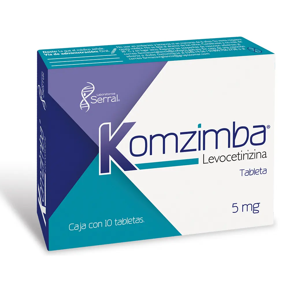 KOMZIMBA 5 MG CON 10 TABLETAS (LEVOCETIRIZINA)(SERRAL)