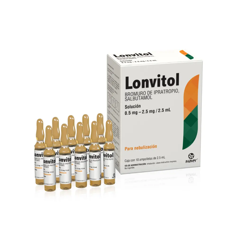LONVITOL 0.5/2.5MG/2.5ML P/NEB C/10 AMP (IPRATROPIO/SALBUTAMOL)(MAVER)