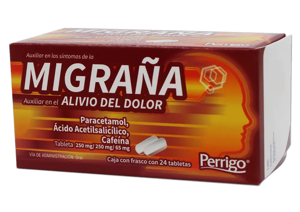 MIGRAÑA 250/250/65MG CJ C/24 TAB (PARACETAMOL/ACETILSA/CAFEINA)(PERRIGO - QUIFA)