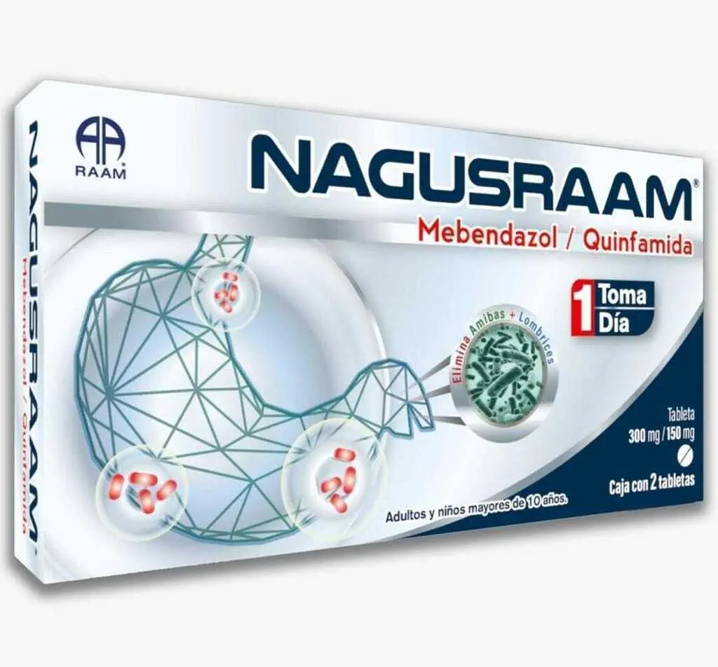 NAGUSRAAM 300/150 MG C/2 TABS (MEBENDAZOL, QUINFAMIDA)(RAAM)