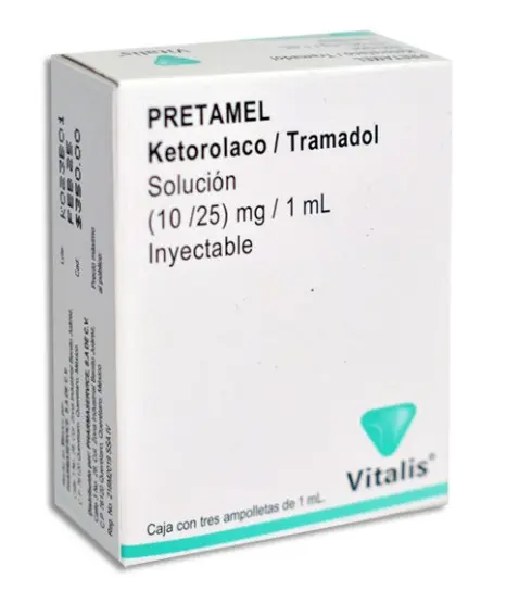 PRETAMEL IM 10/25MG/1ML SOL INY C/3AMP (KETOROLACO/TRAMADOL)(VITALIS)