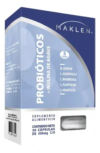 PROBIOTICOS + INULINA DE AGAVE  C/30 CAPS (MAKLEN)