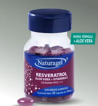 RESVERATROL, ALOE VERA, VITAMINA E, COLAGENO T1 Y T2, 700 MG C/30 CAPS (NATURAGEL)