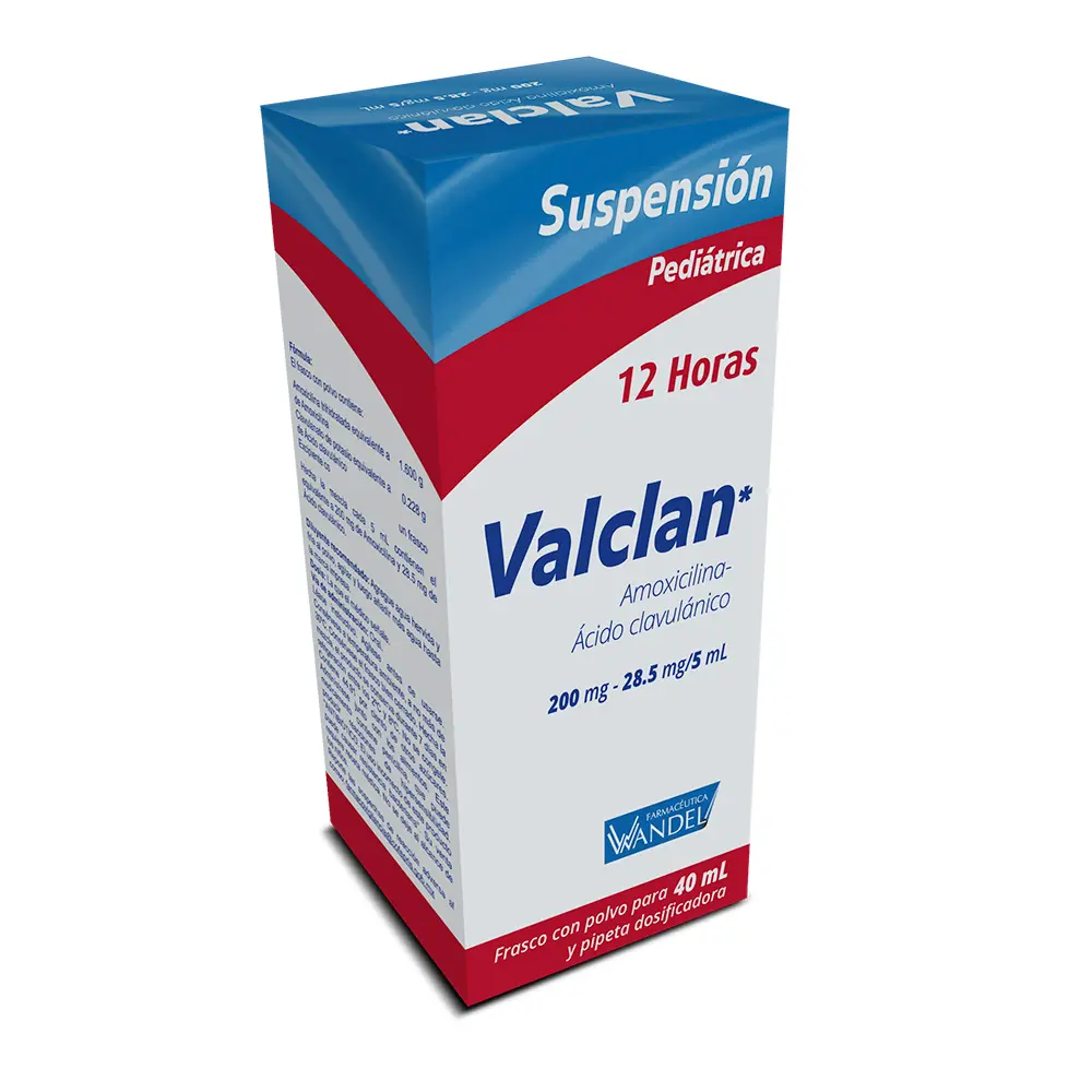 VALCLAN 12 H PED 200/28.5MG C/40ML SUSP (AMOXICILINA, ACIDO CLAVULANICO)(WANDELL)